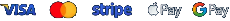 Visa, Mastercard, Stripe, Apple Pay and Google Pay
