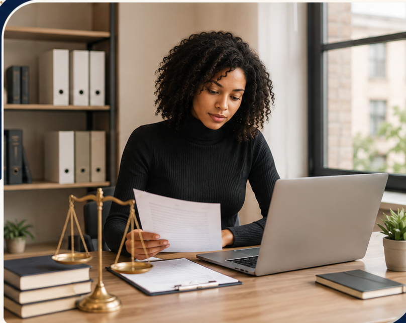 Professional reviewing legal name change documents